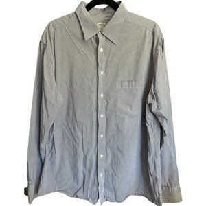 Navy Stripped 100% Cotton Collared Shirt // Merona Men's Size XL